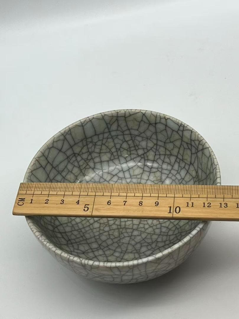 南宋時代　哥釉洗 哥窯氷裂紋洗　青磁　仿哥釉墩式洗　金絲鉄線(F-125)