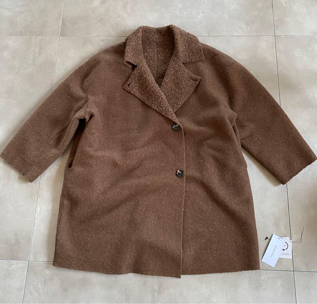 CYNICAL ボアスライバーニットリバーシブルコート　ジャケット　ブラウン