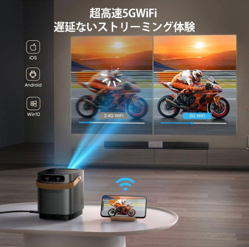 ポータブルプロジェクター　 小型プロジェクター 5G WiFi