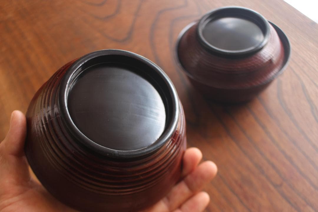 デッドストック！風情ある糸目地に優美な雀稲穂蒔絵の映えるお椀2点（検蒔絵椀雑煮椀