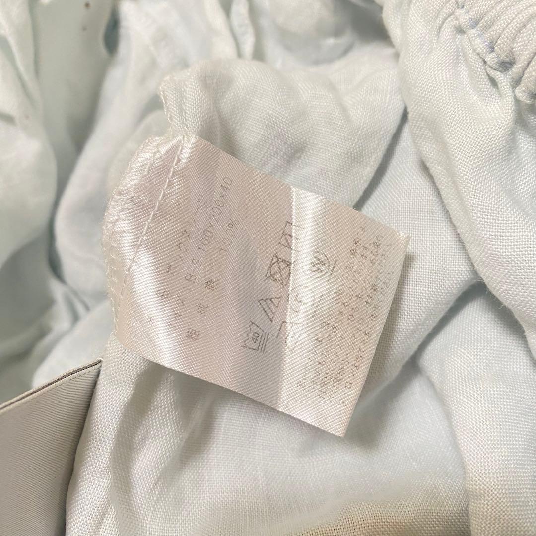 昭和西川　麻100% シングル　ボックスシーツ　水色　マテリオーネ