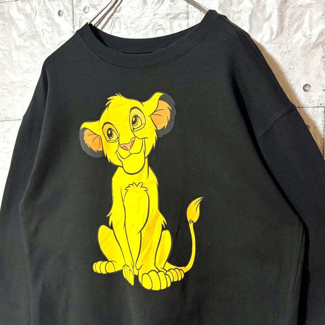 古着 ディズニー スウェット トレーナー ビッグロゴ ライオンキング シンバ L
