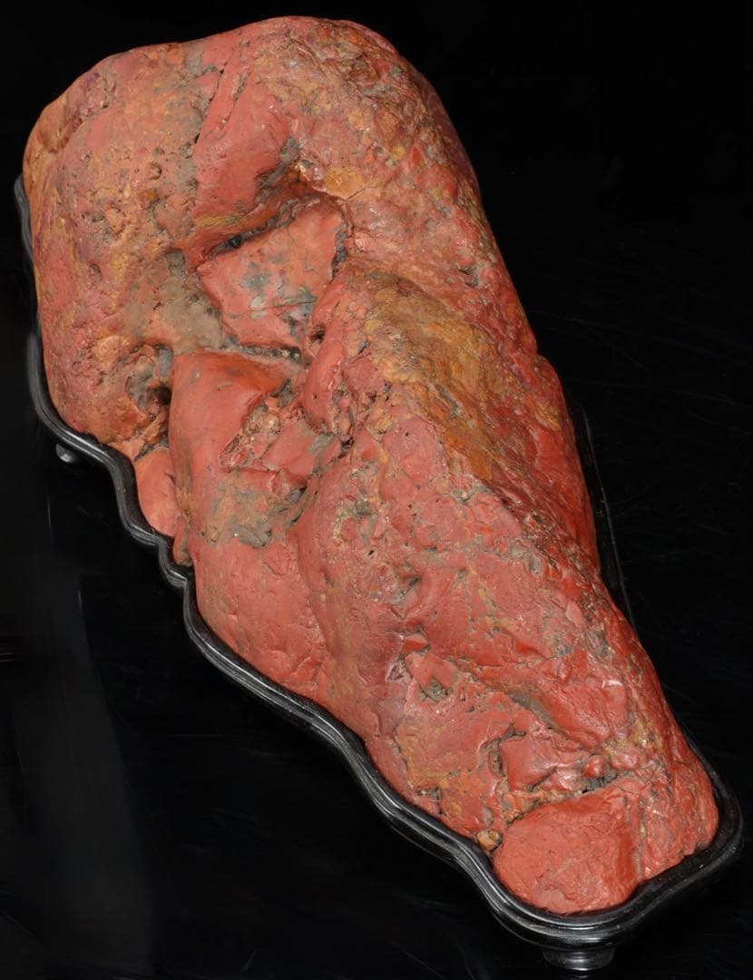 佐渡 赤玉石 在銘台座付 碧玉 赤石 鑑賞石 水石 飾石 天然石 11.9kg