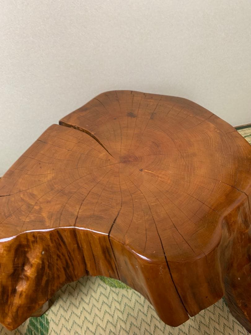 ヒノキ切り株テーブル、置き台