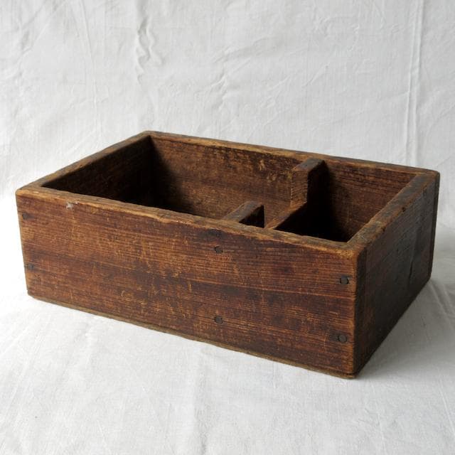 アンティーク　間仕切りのある道具箱 小物入れ 本棚 ヴィンテージ 古道具 民藝