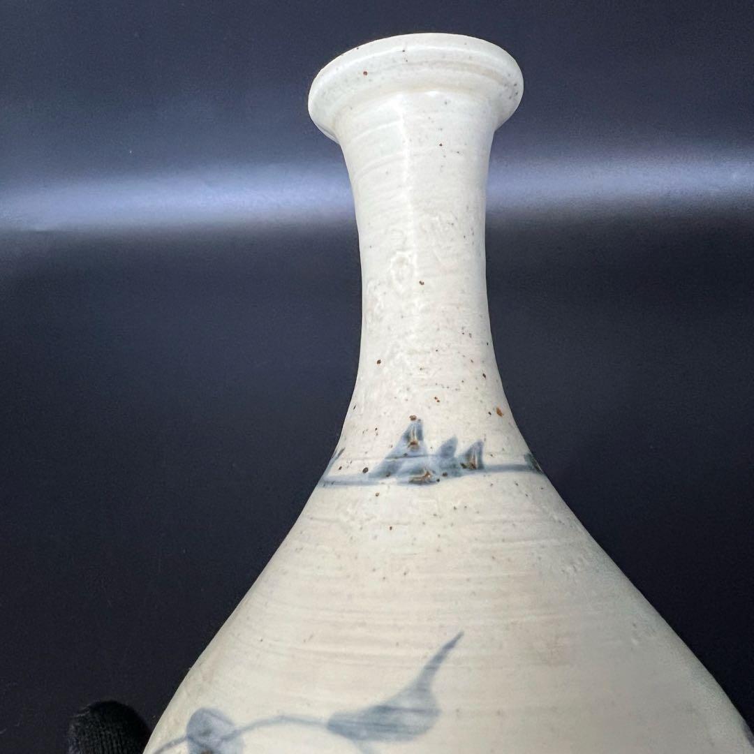 江戸後期〜幕末 伊万里 白磁染付 鶴首徳利（花入） 民藝 古美術骨董◎古道具庵々