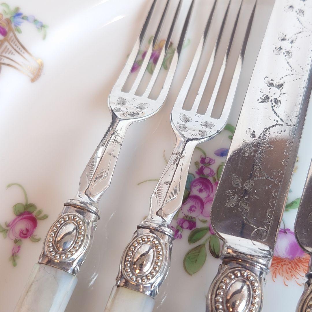 白蝶貝　デザートカトラリー　アンティーク マザーオブパール　フォーク　ナイフ