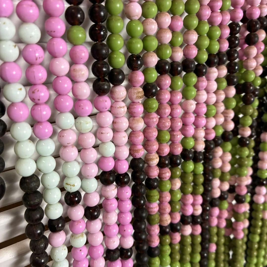 【送料込】昭和レトロ　珠のれん　ビーズ　レトロポップ　スキルスクリーン　花と門