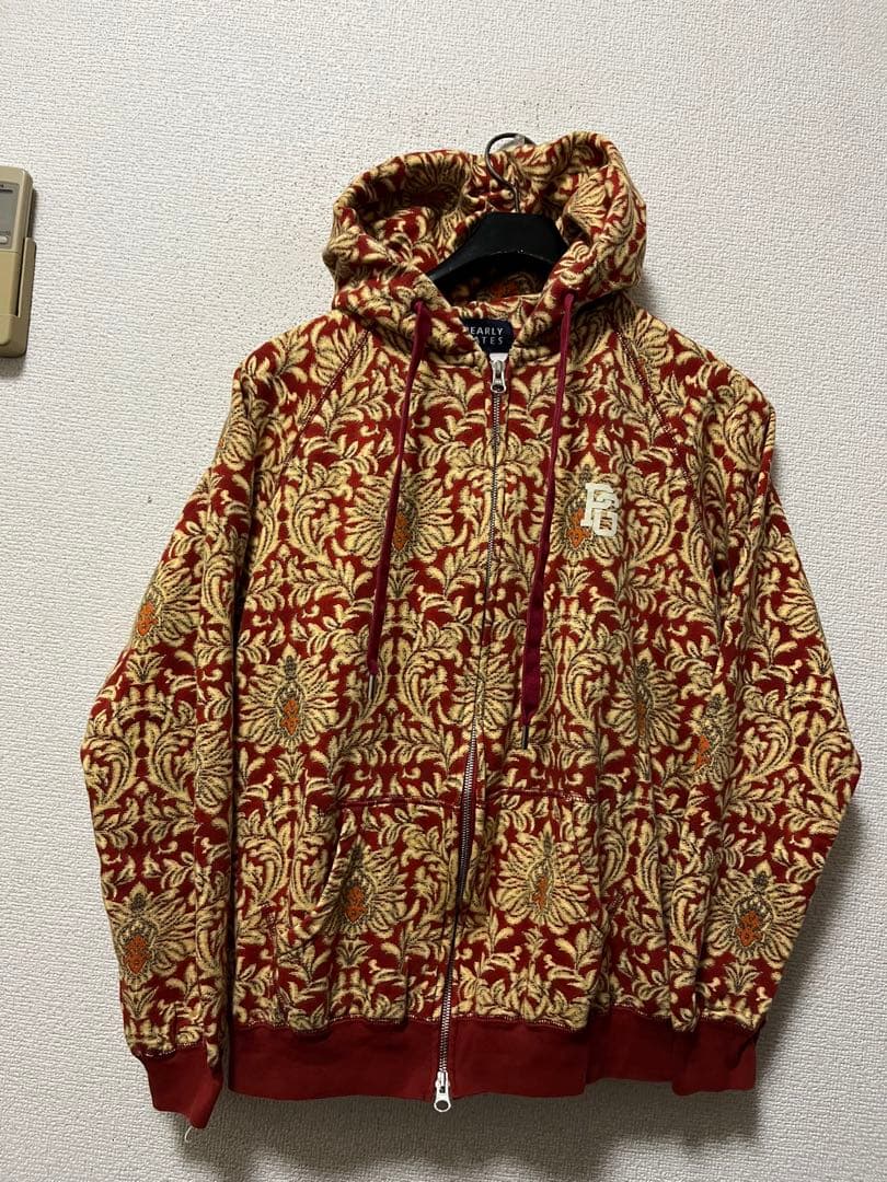 パーリーゲイツ　バロック総柄　スウェットパーカー　/5　ストレッチ　ナンバリング