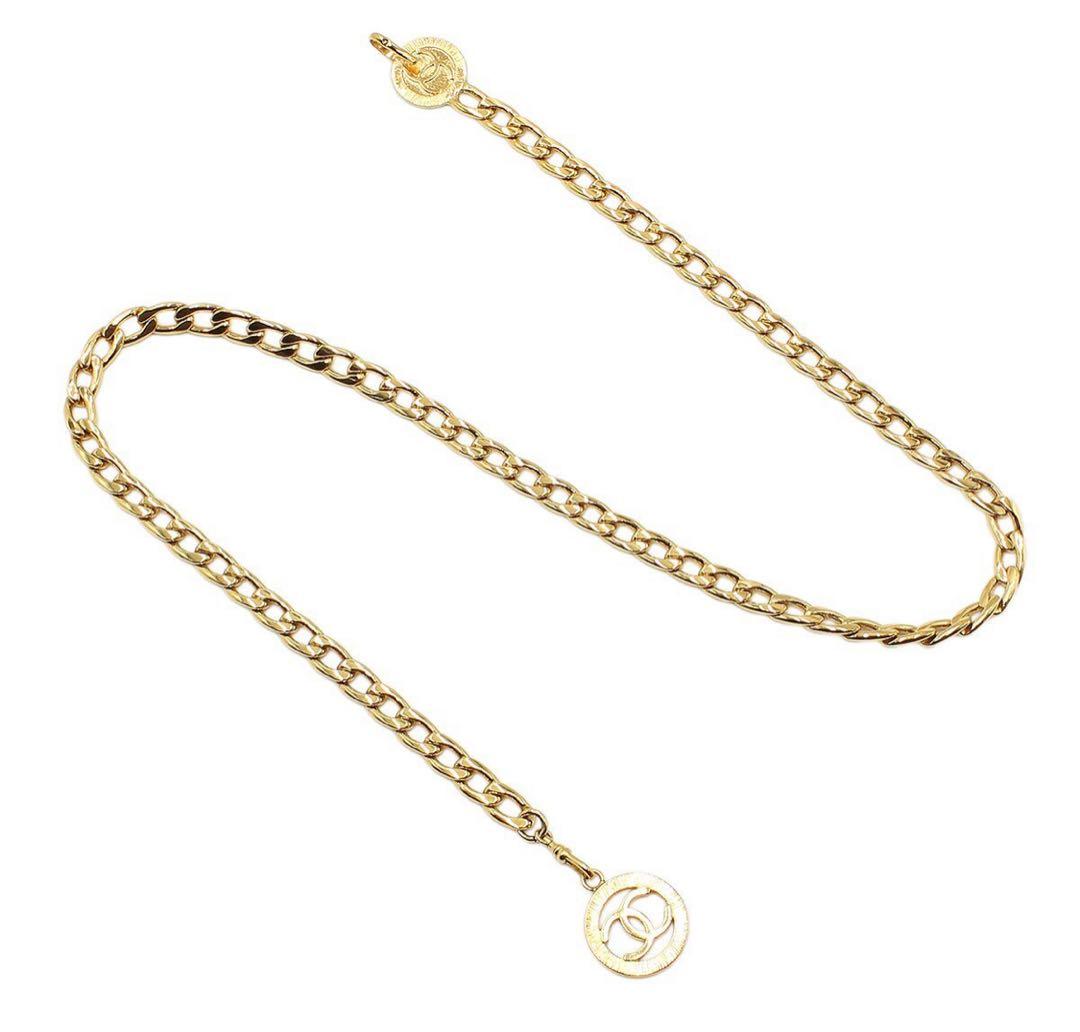 Q2598 美品 シャネル ココマーク シングル チェーンベルト