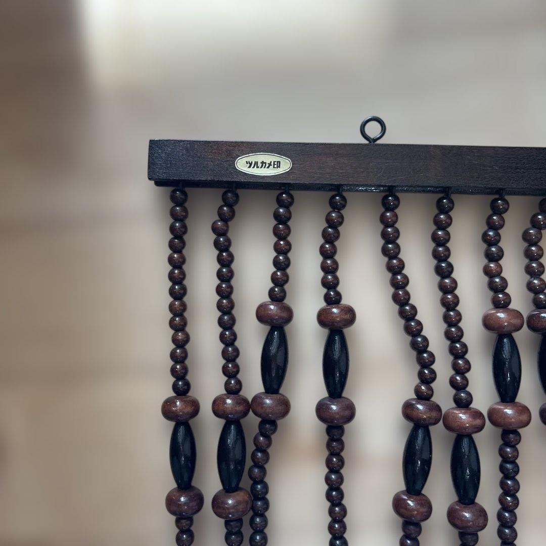 木製ビーズ装飾和風のれん 約90cm×180cm