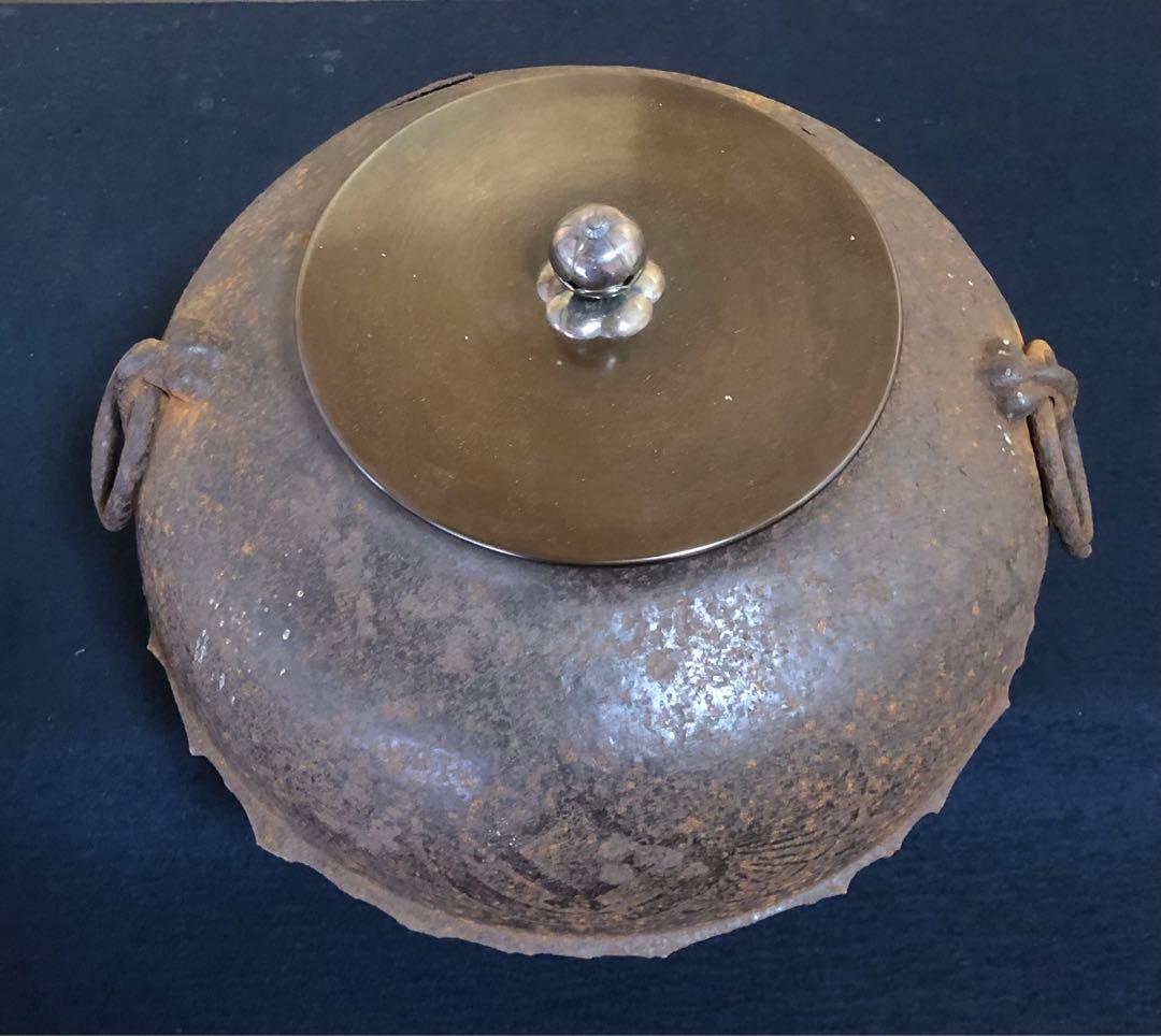 《R》菊丸地紋 繰口釜 天描作 釜師 大西清右衛門 箱書 共箱 260205く5