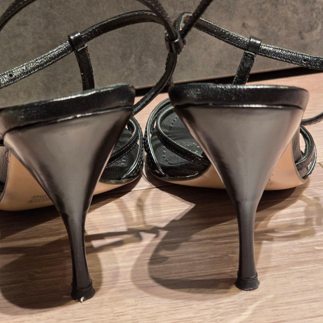 miu miu ブラック ハイヒールストラップサンダル