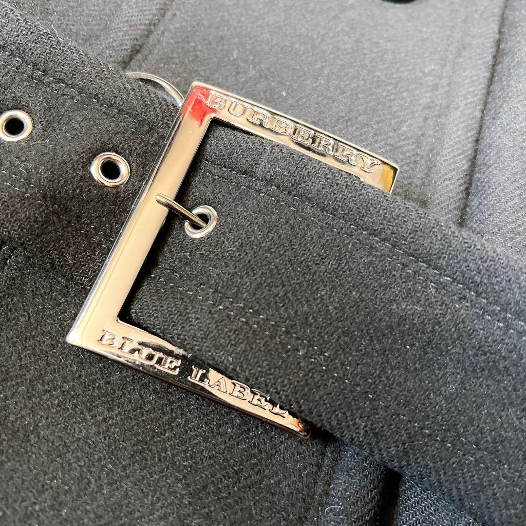 バーバリーブルーレーベル コート ダブル アンゴラ ベルト ノバチェック 38