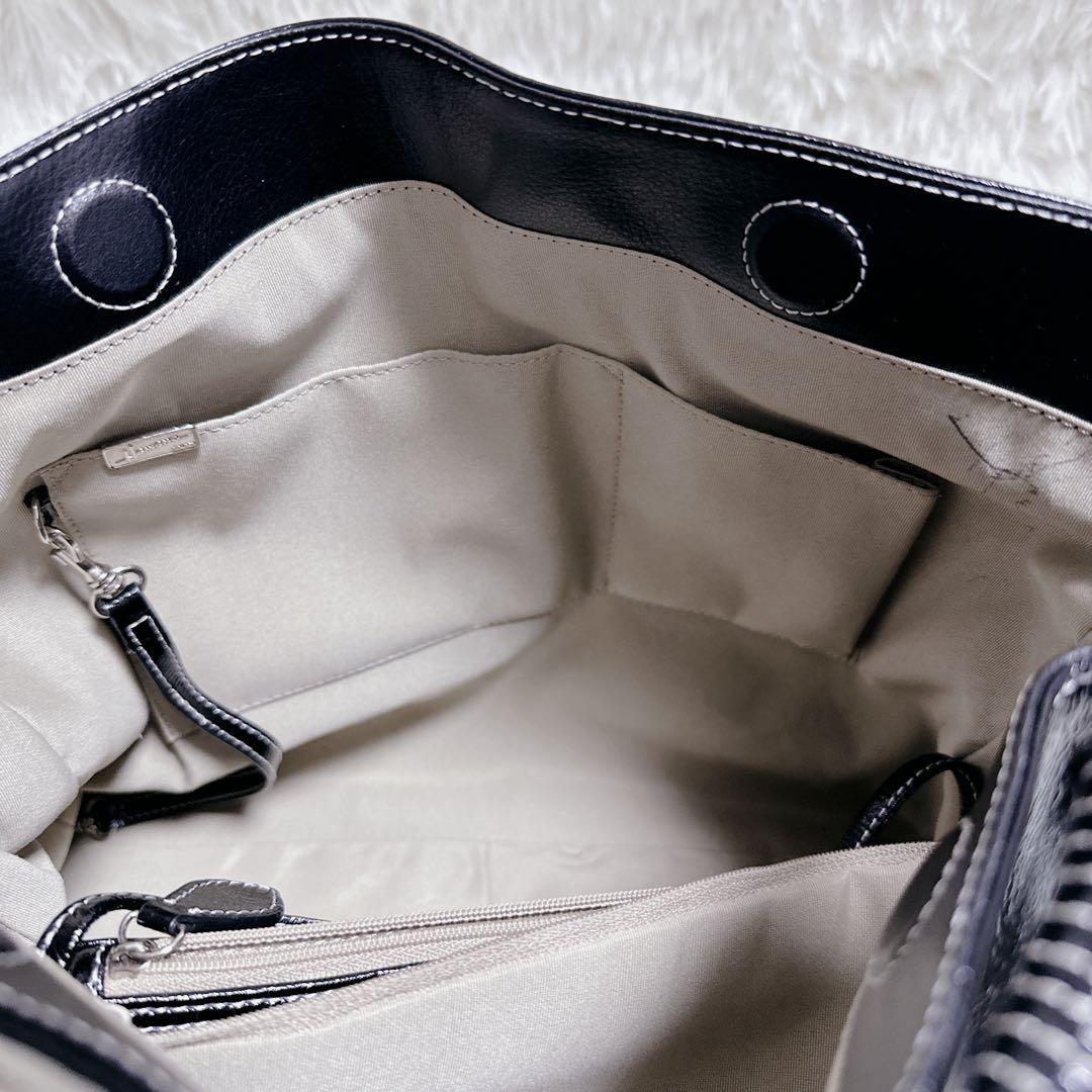 HAMANO 濱野 ショルダーバッグ 2way ブラック 黒 エナメル A4