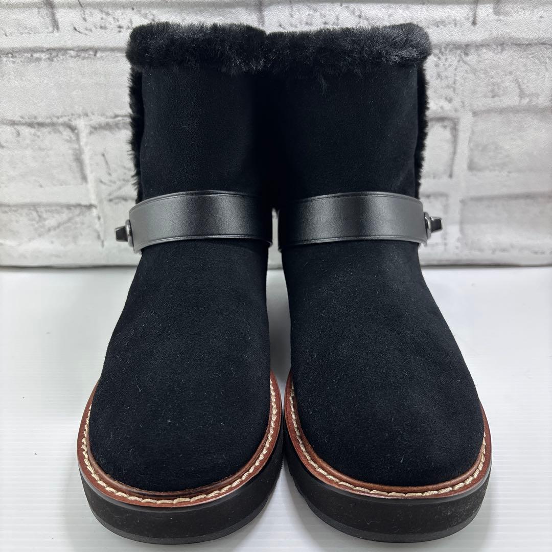 未使用✨COACH ファー ブーツ 黒 23.5㎝ 本革 ブラック　スエード