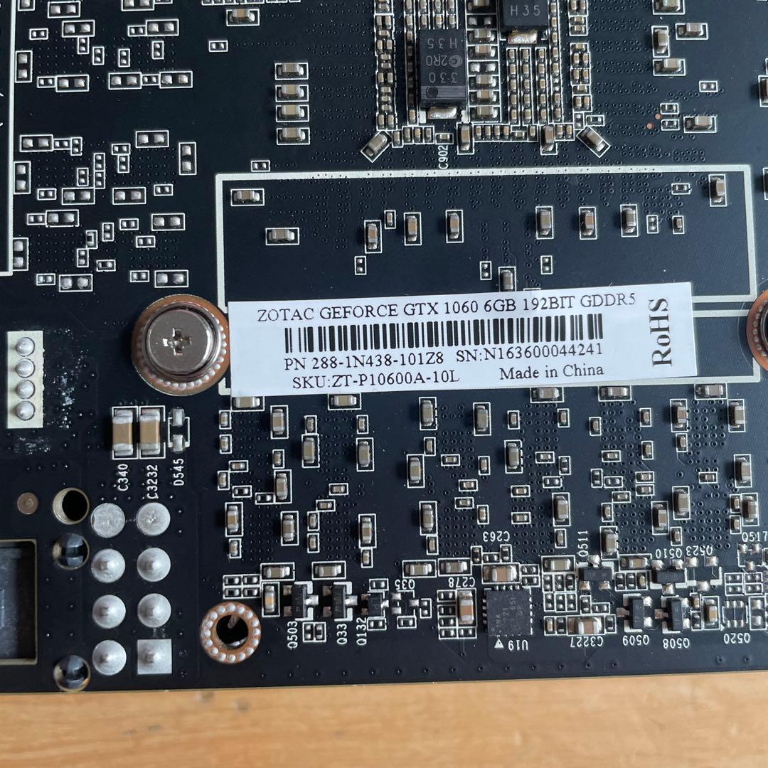 ZOTAC GTX 1060 6GB グラフィックボード　シングルファン