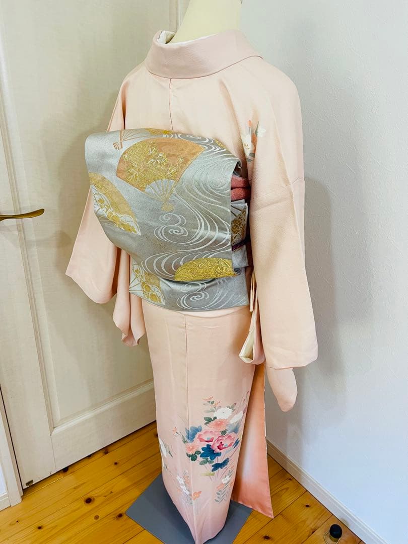 ピンク 花柄 正絹の訪問着セット