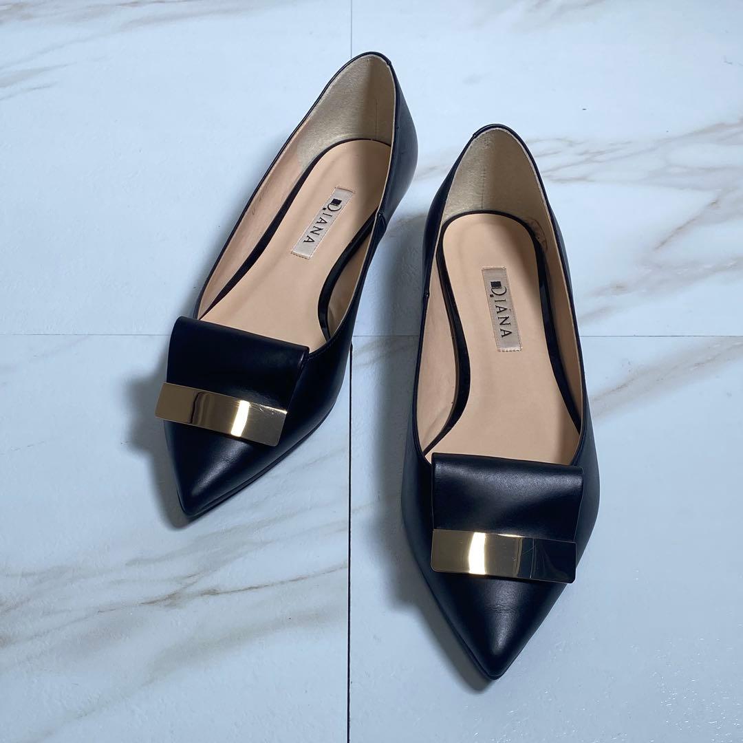 完売品♡ダイアナ メタルプレート ポインテッドトゥ フラットパンプス