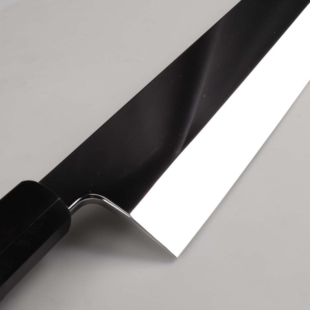 7794鱧切り 骨切り包丁 尺寸 ウルトラ鏡面仕上げ刺身包丁 黒檀黒水牛角八角柄