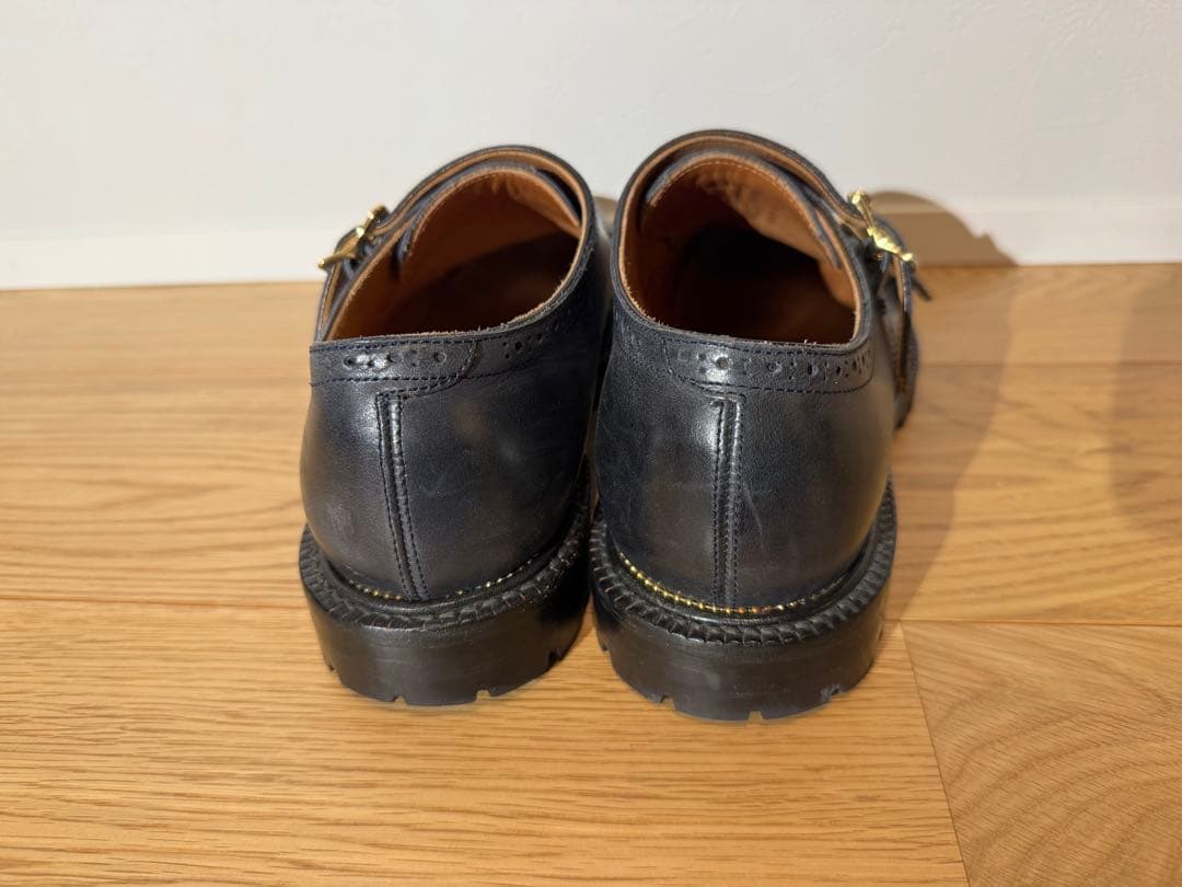 ダブルモンクストラップ 紺レザーシューズ