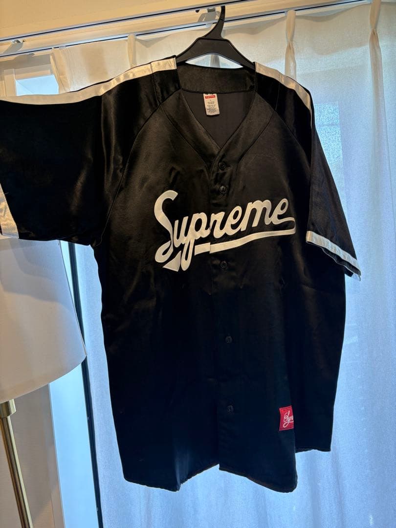 メル様【Supreme】 Satin Baseball Jersey ジャスティ