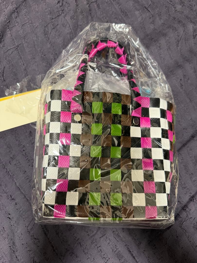 SALE MARNI マルチカラー チェック柄 かごバッグ