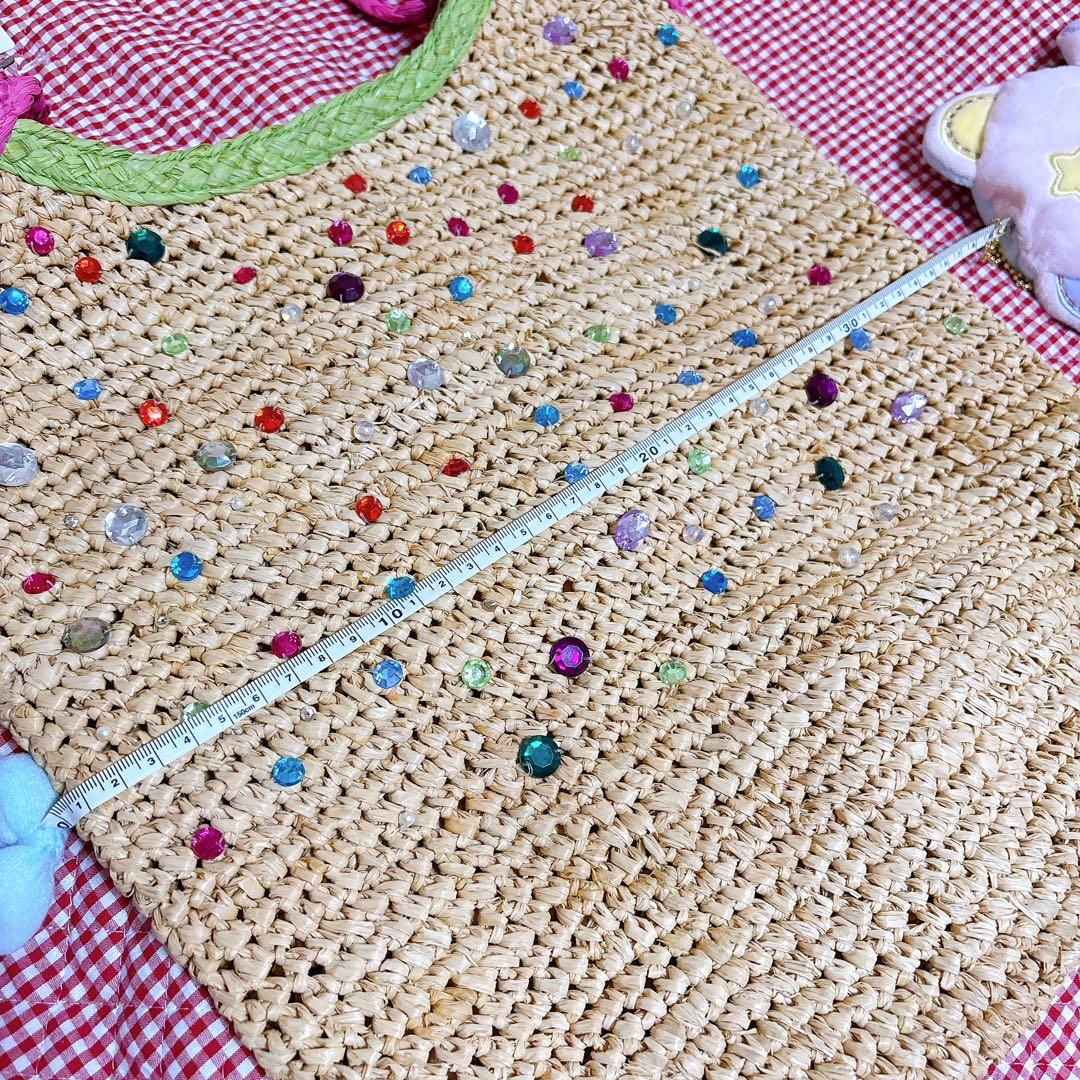 【新品未使用】ツモリチサト＊籠バッグ＊スイカ＊カラフル＊ビーズパール＊カゴバッグ