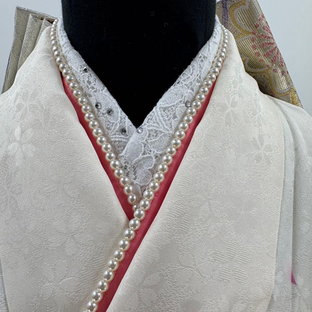 京都きもの友禅　豪華振袖8点フルセット　正絹 　成人式　お正月　パーティ　白地