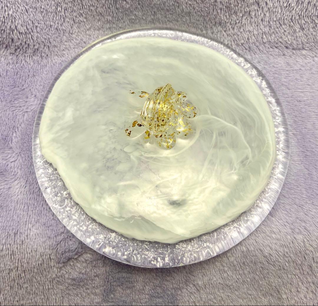 茶道具 水差し ガラス 白 金箔【匿名配送】