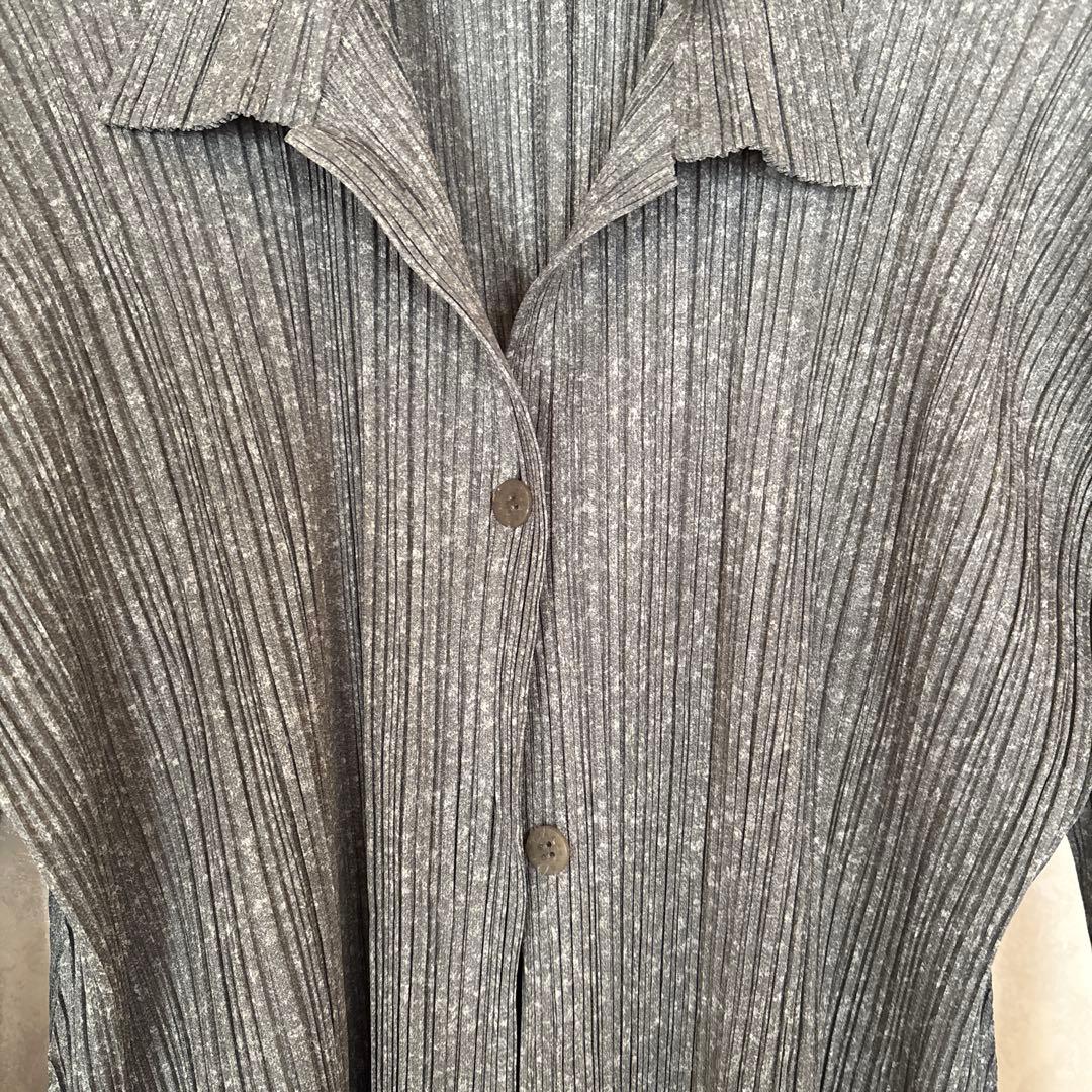 プリーツプリーズ　イッセイミヤケ　グレーロングカーディガン4