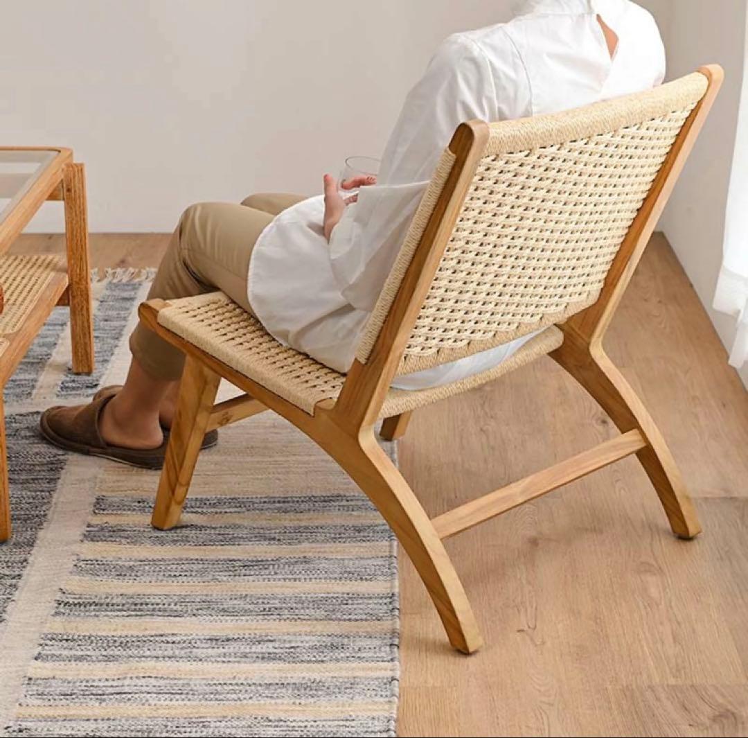 KAGLAB ペーパーコード×チーク材(ソープ仕上げ) ラウンジチェア