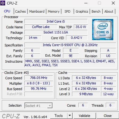 ミニPC HP EliteDesk 800 G5 / i5-9500 / 8GB