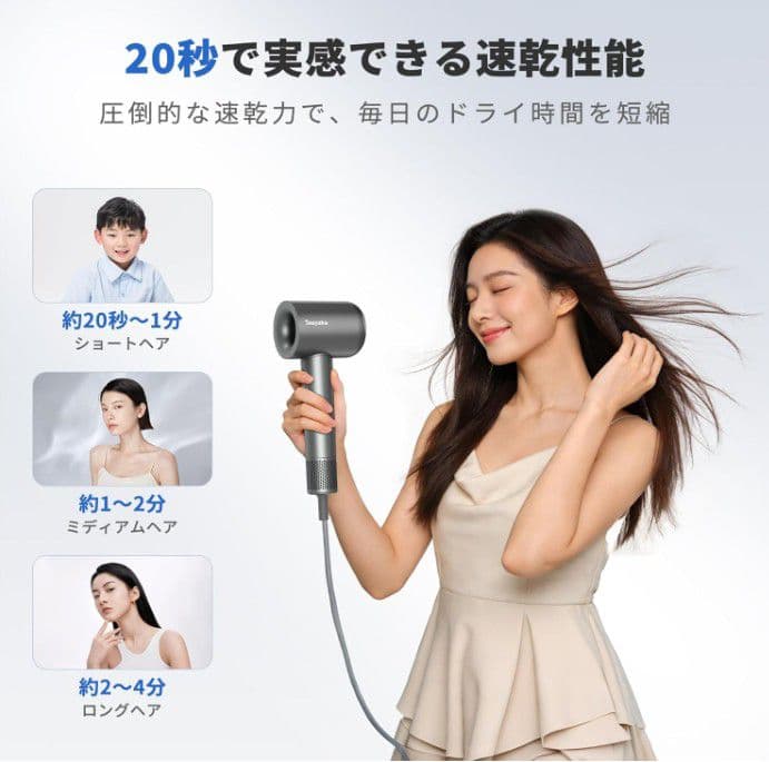 強力風量 ヘアドライヤー グレー 新品未使用 風口マグネット着脱
