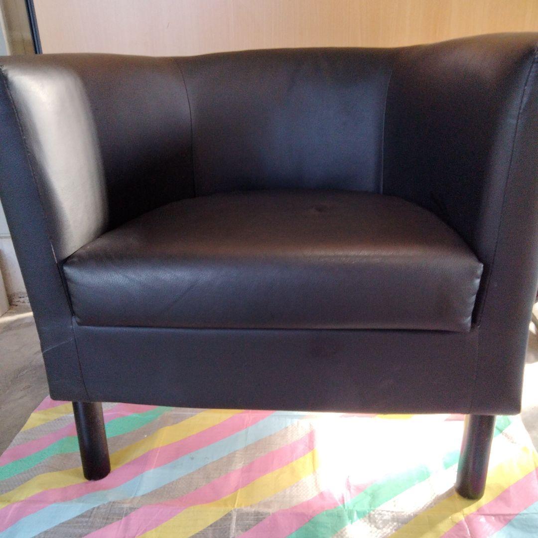 10 IKEA　合皮レザー　アームチェア　1人掛けソファ