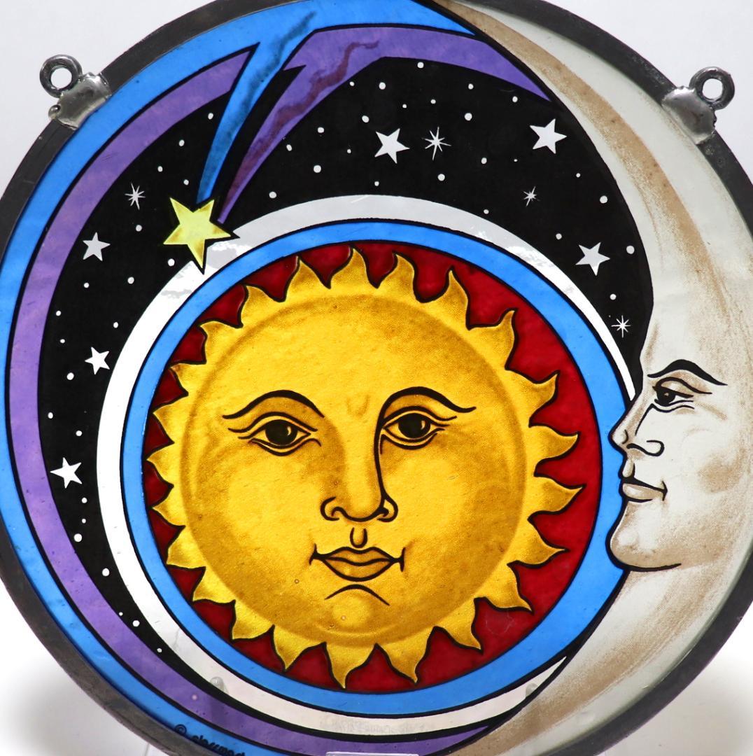 太陽&月&星 ヴィンテージ ステンドグラス 中世 ヨーロッパ 初期作品 レア