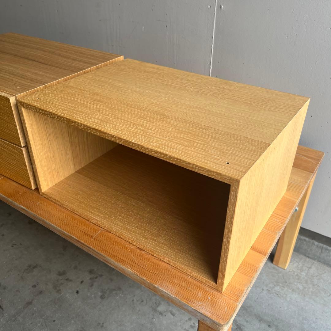 美品・廃盤希少★無印 スタッキングチェスト・オーク材・ハーフ・オープンと引出２段