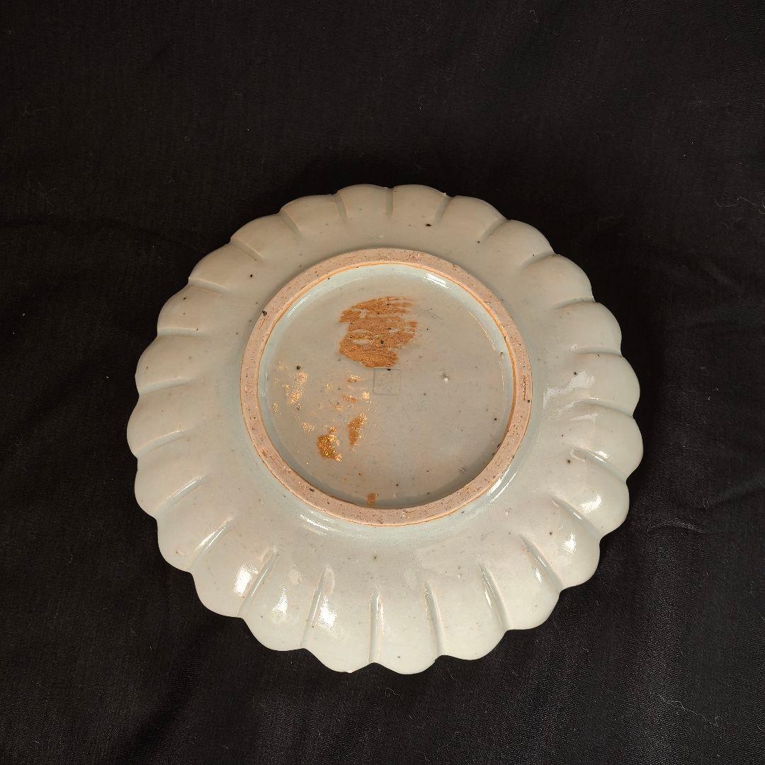 M-385 唐津焼 天平窯 岡晋吾 安南染 銀彩輪花皿