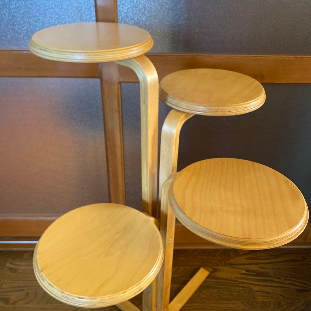 お洒落】木製4連フラワースタンド　小物置き　レトロ