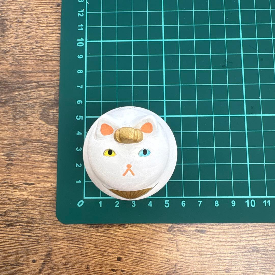 ねこマトリョーシカ　木製　白グレー
