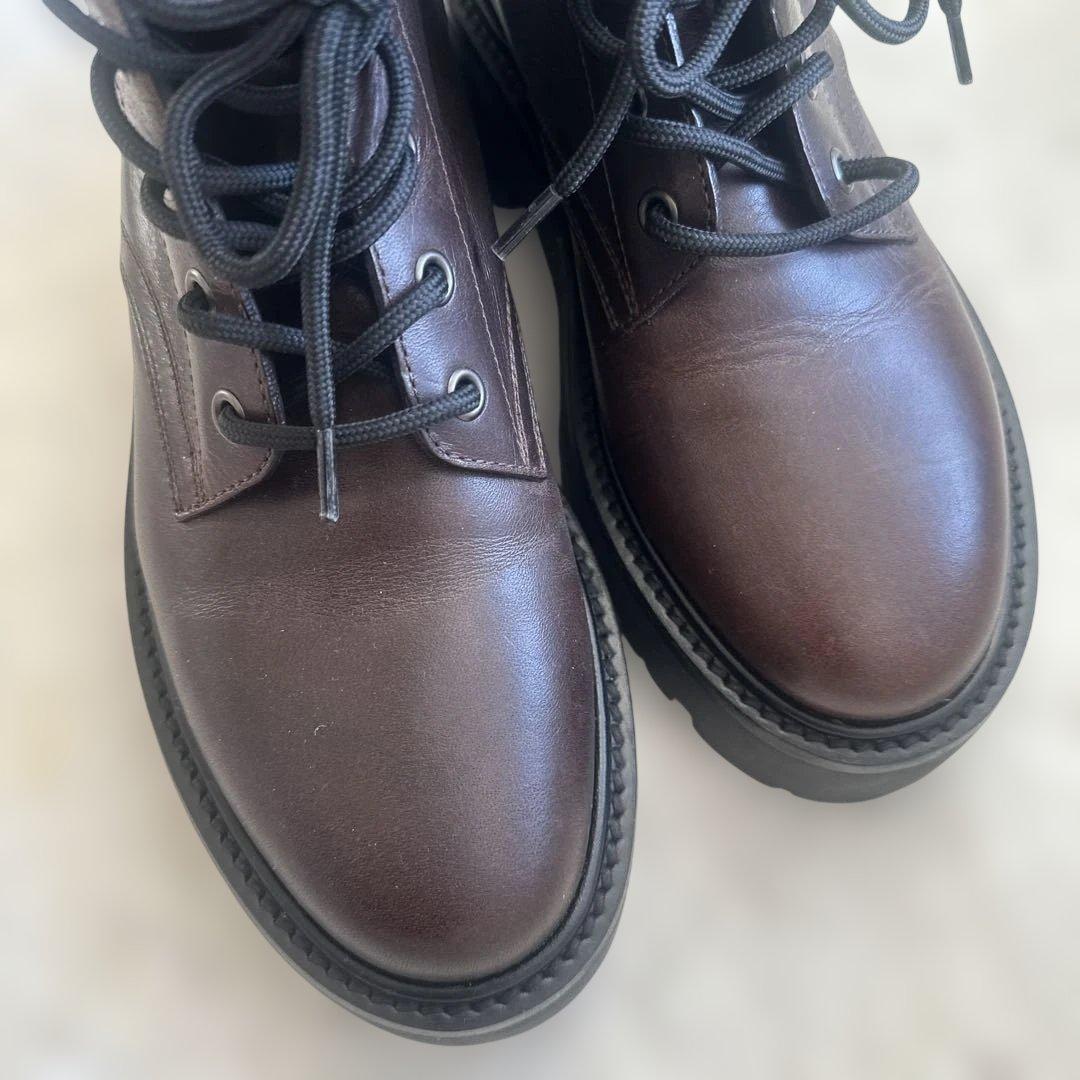 CELINE ブラウン レースアップブーツ