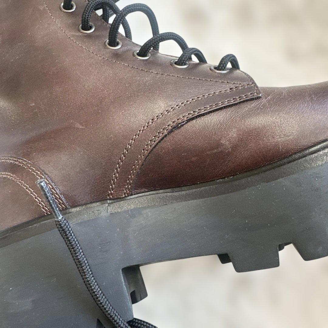 CELINE ブラウン レースアップブーツ