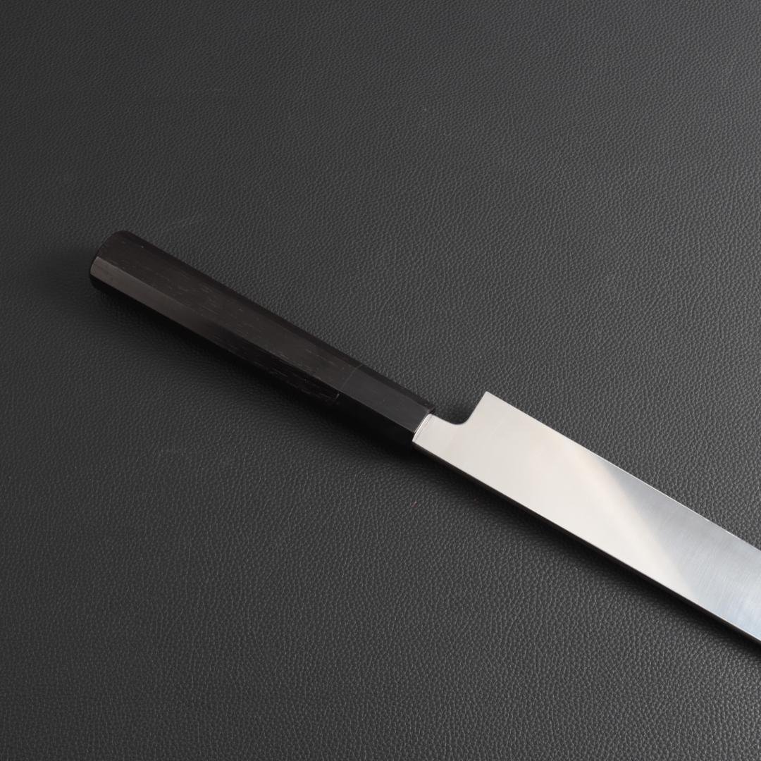 9824 切付柳刃包丁 尺一 刃は究極の切れ味 刺身包丁 黒檀黒水牛角八角柄