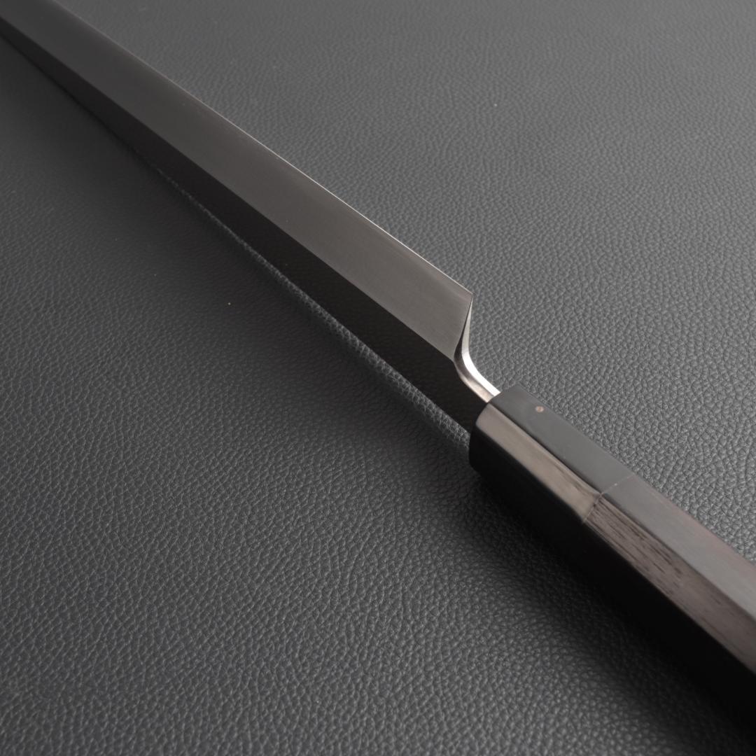 9824 切付柳刃包丁 尺一 刃は究極の切れ味 刺身包丁 黒檀黒水牛角八角柄