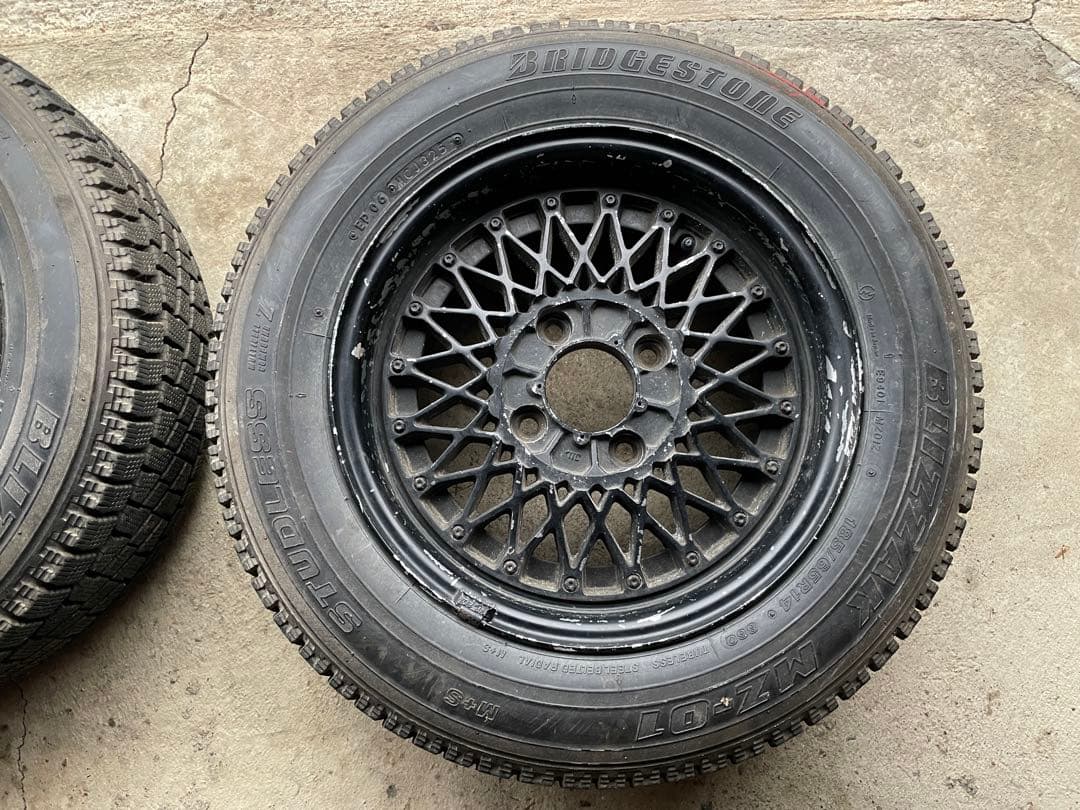 旧車WORKメッシュホイール当時物114.3おまけスタッドレス185/65R14