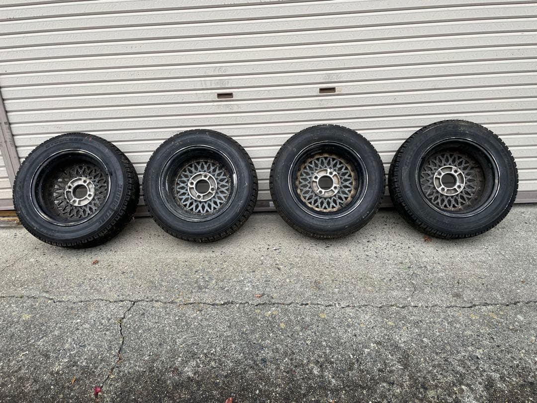 旧車WORKメッシュホイール当時物114.3おまけスタッドレス185/65R14