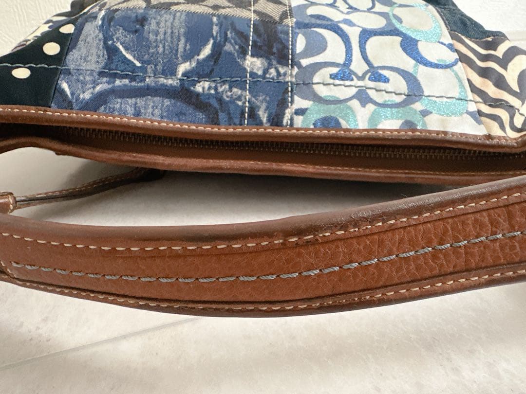 COACH コーチ パッチワーク デニム ワンショルダーバッグ シグネチャー 大