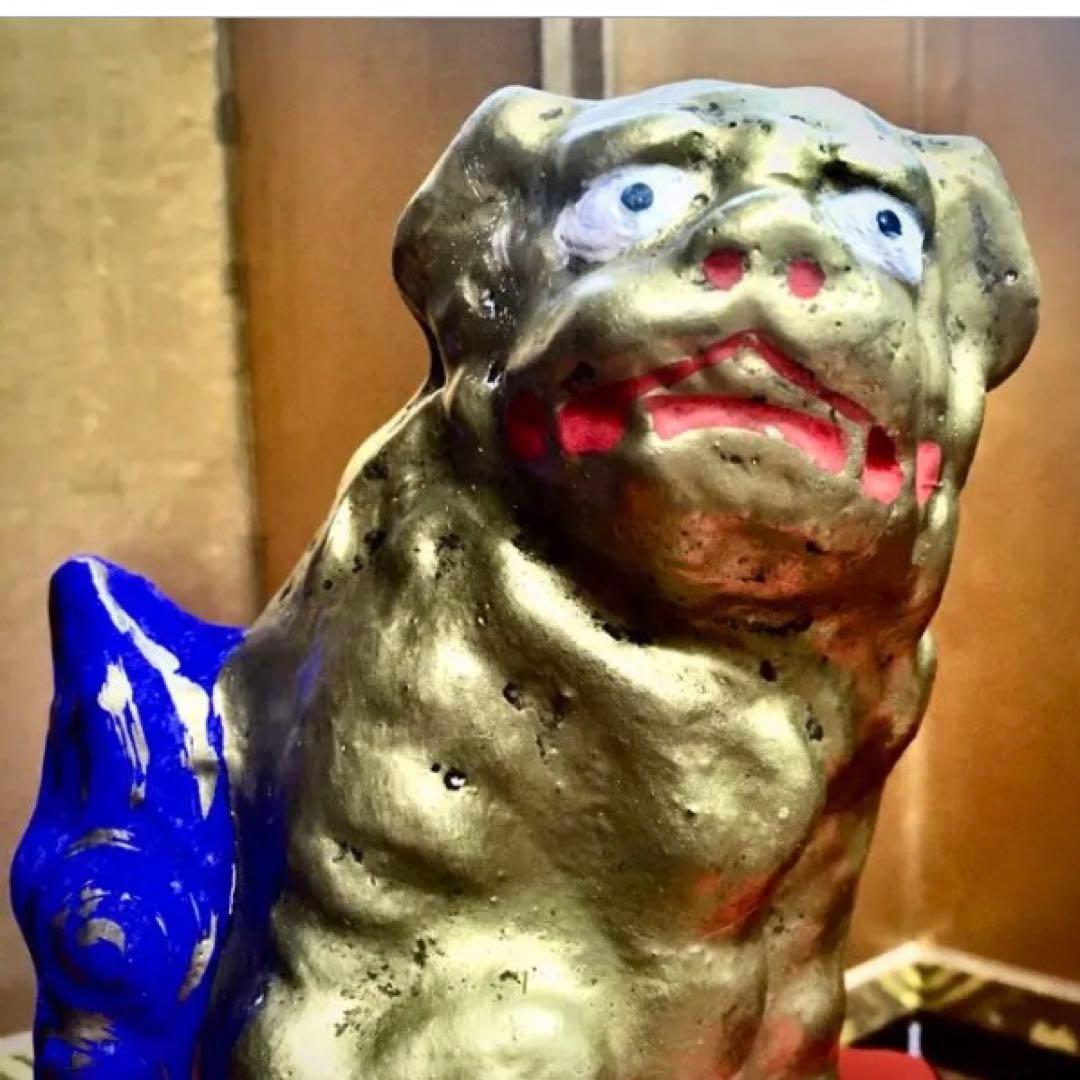 古玩 秋田県 郷土玩具 八橋人形 道川トモ 狛獅子（狛犬）縁起物　魔除け　厄除け