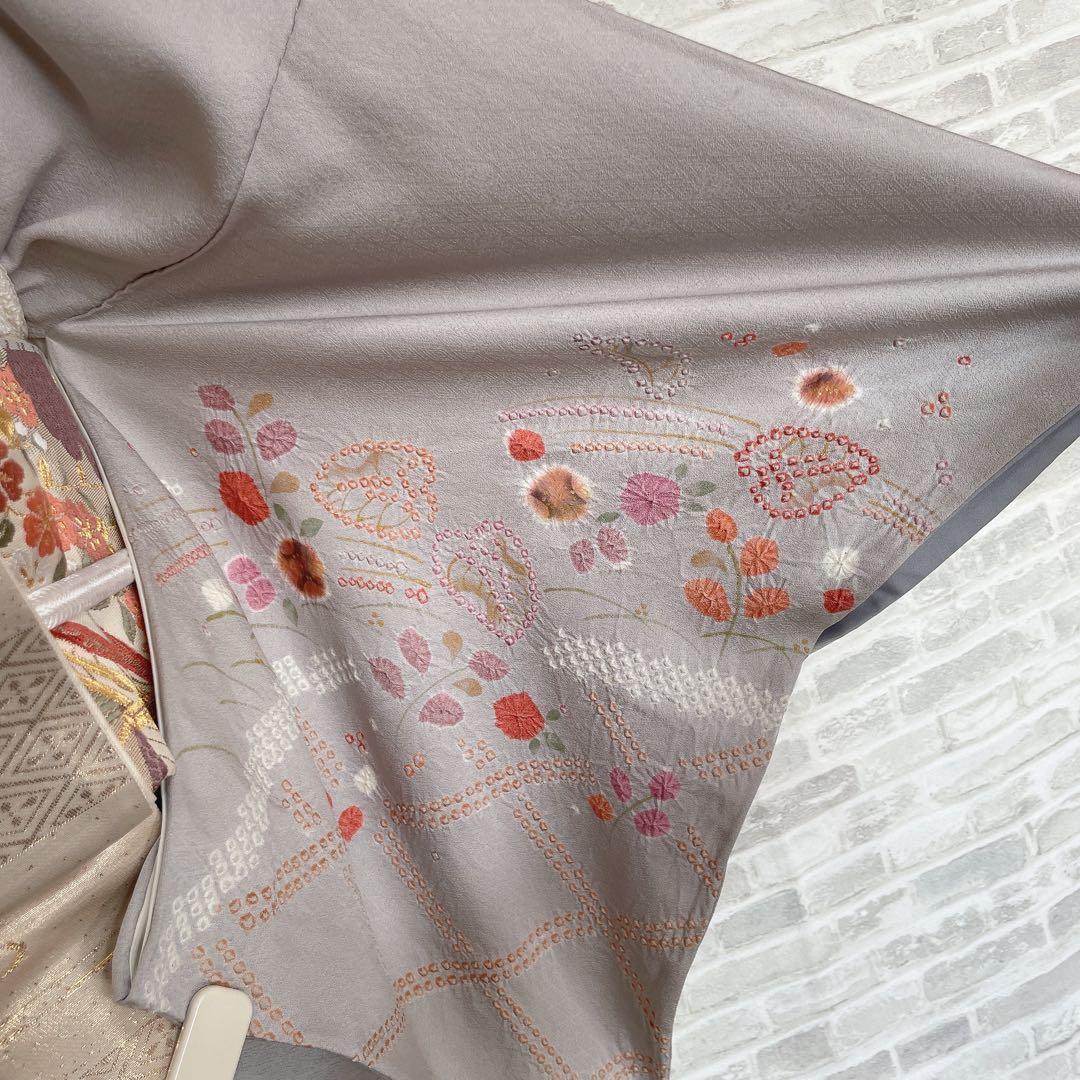 訪問着　フルセット　絞り　鹿の子絞り　金彩加工　着物　P4