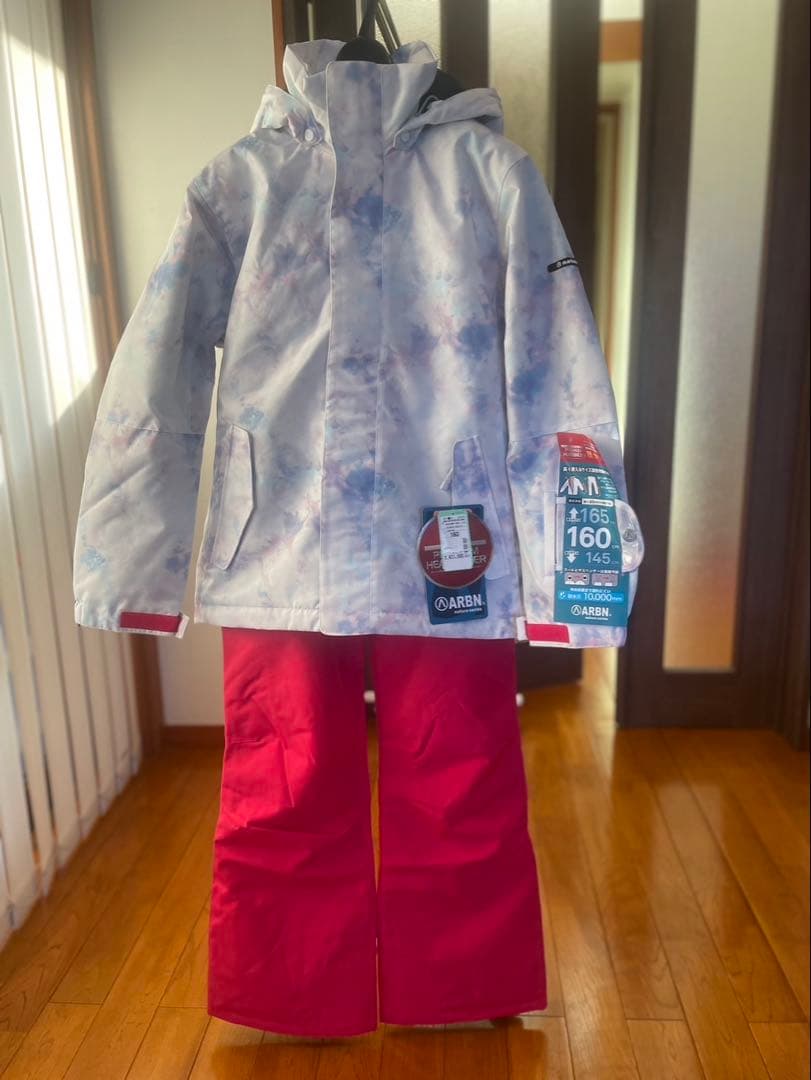 スキーウェアセット ホワイト・ピンク 160
